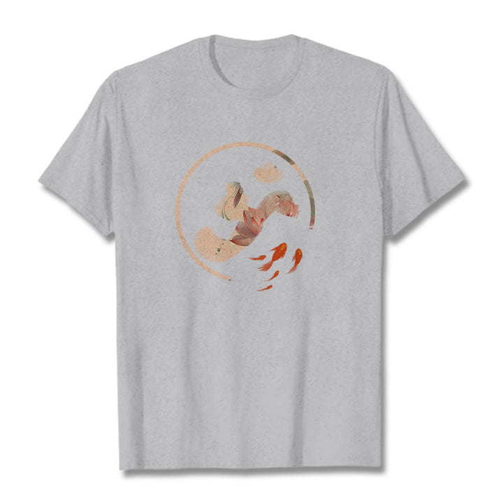 Maglietta in cotone Buddha Stones OM Lotus Koi Fish - Grigio chiaro - 2XL - image 20
