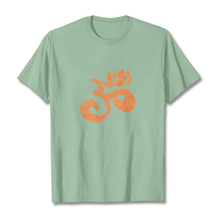 Maglietta in cotone con motivo Buddha Stones OM Lotus Flower - Verde pallido - 2XL - image 26