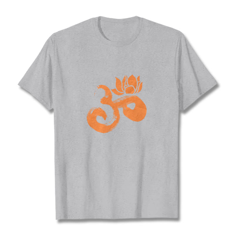 Maglietta in cotone con motivo Buddha Stones OM Lotus Flower - Grigio chiaro - 2XL - image 37