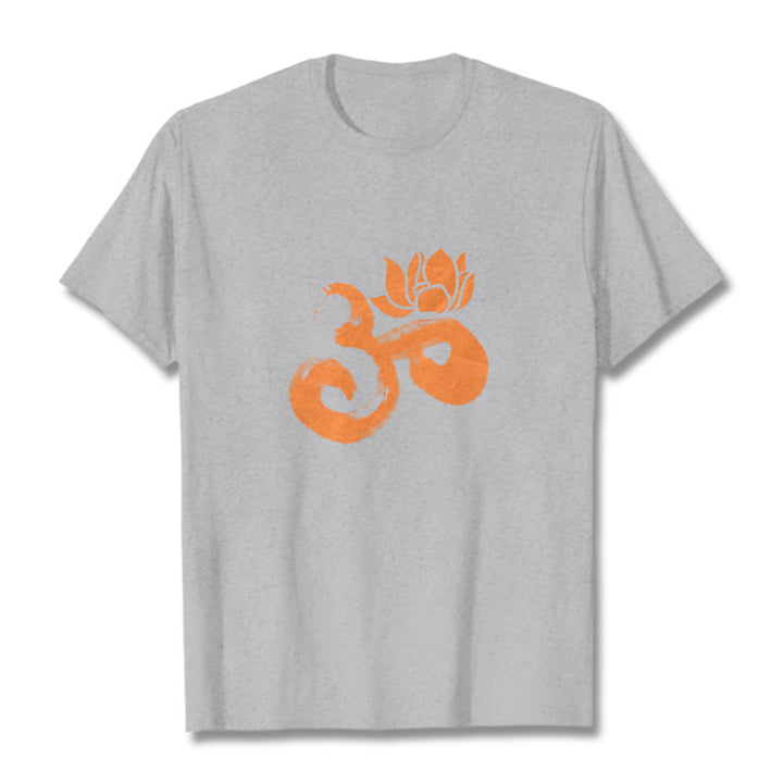 Maglietta in cotone con motivo Buddha Stones OM Lotus Flower - Grigio chiaro - 2XL - image 37