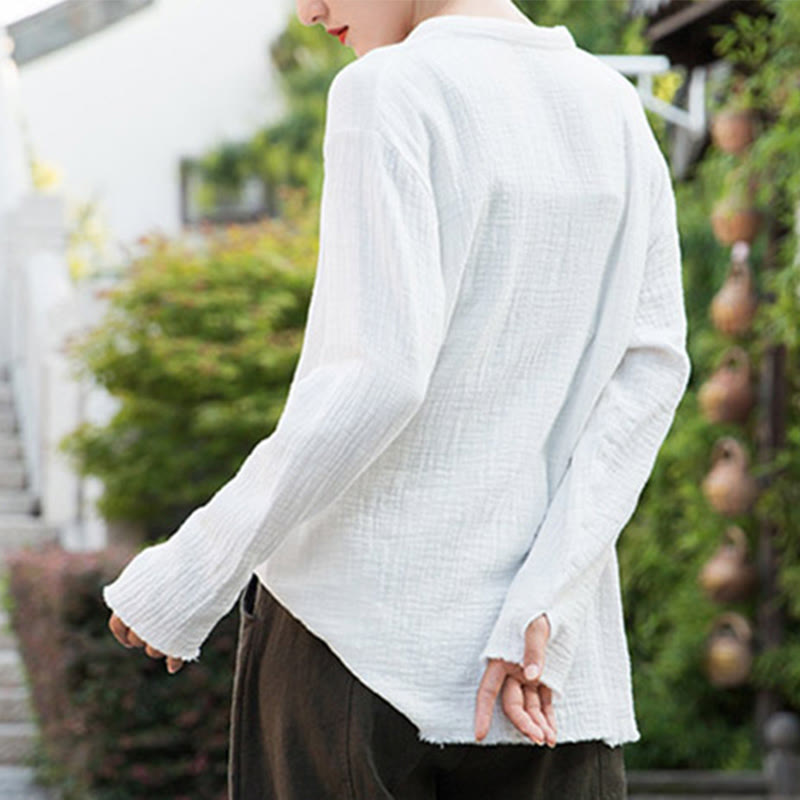 Buddha Stones Letterario Artistico Doppio Strato Sabbia Lavata Cotone Lino Abbigliamento - image 24