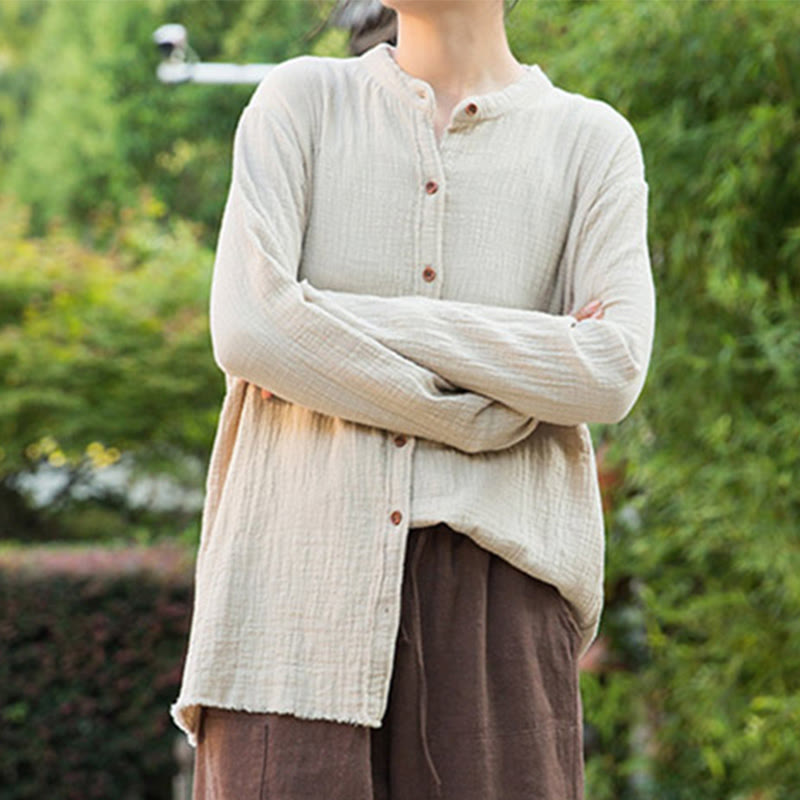 Buddha Stones Letterario Artistico Doppio Strato Sabbia Lavata Cotone Lino Abbigliamento - image 9