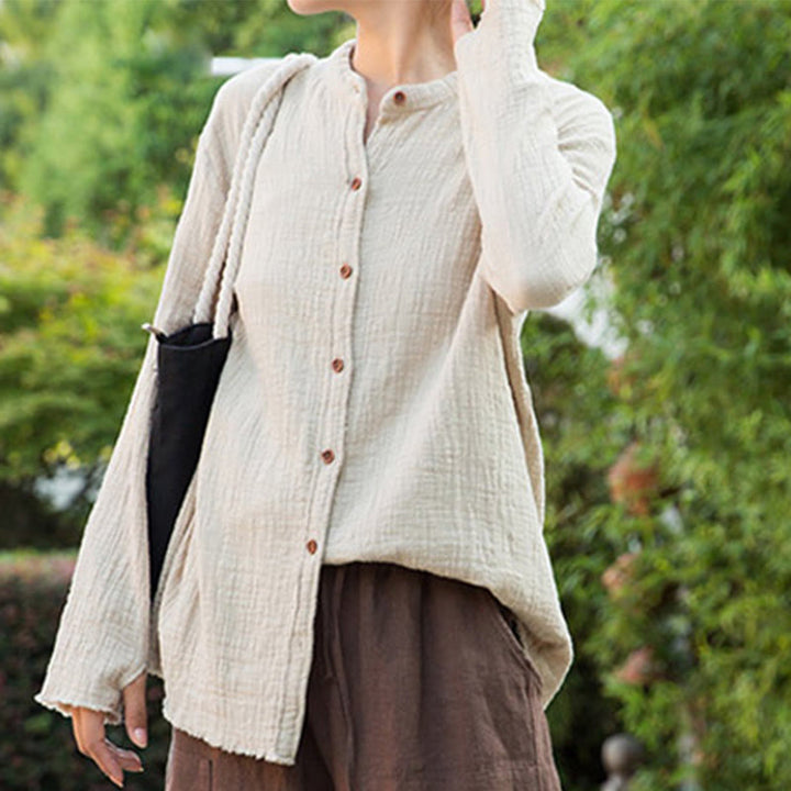 Buddha Stones Letterario Artistico Doppio Strato Sabbia Lavata Cotone Lino Abbigliamento - image 6