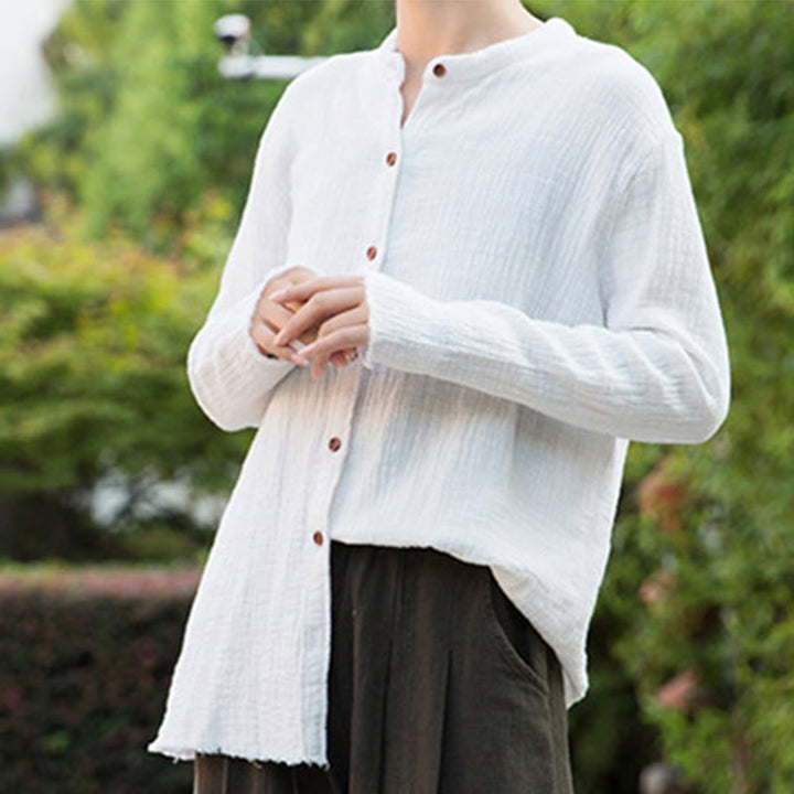 Buddha Stones Letterario Artistico Doppio Strato Sabbia Lavata Cotone Lino Abbigliamento - image 20