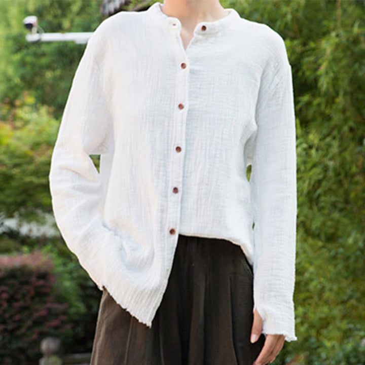 Buddha Stones Letterario Artistico Doppio Strato Sabbia Lavata Cotone Lino Abbigliamento - image 19