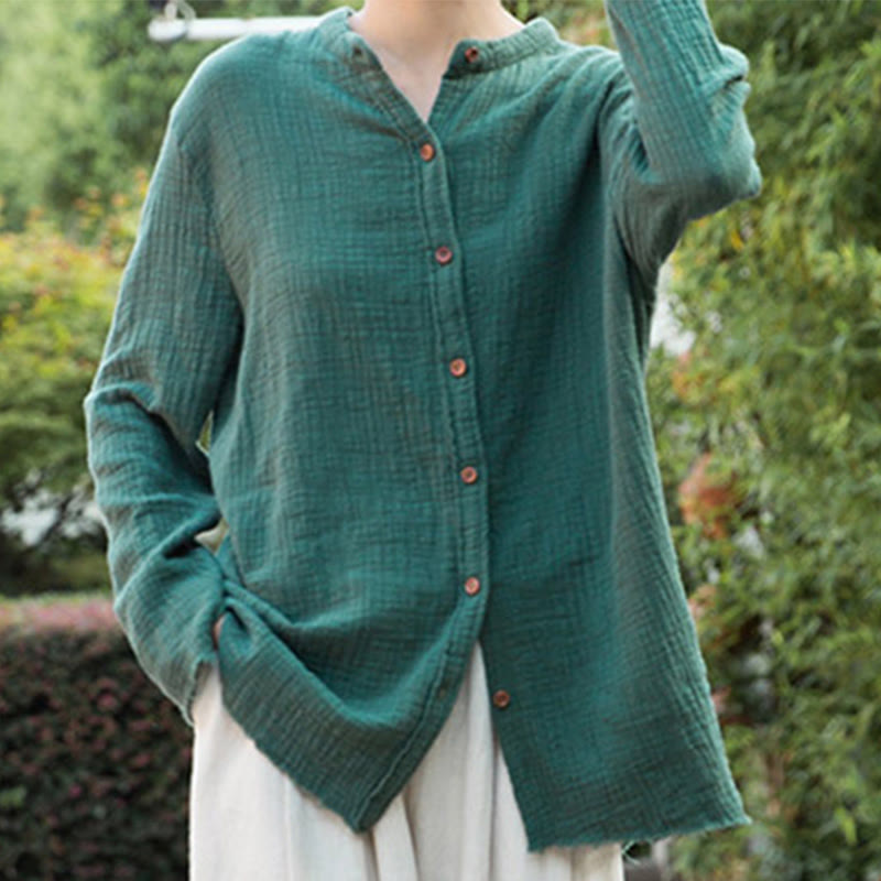 Buddha Stones Letterario Artistico Doppio Strato Sabbia Lavata Cotone Lino Abbigliamento - image 26