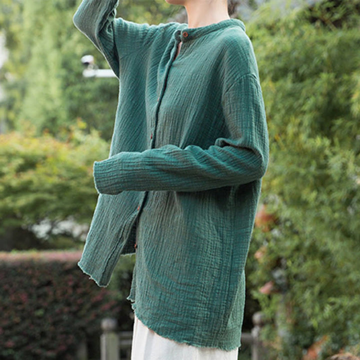 Buddha Stones Letterario Artistico Doppio Strato Sabbia Lavata Cotone Lino Abbigliamento - image 31