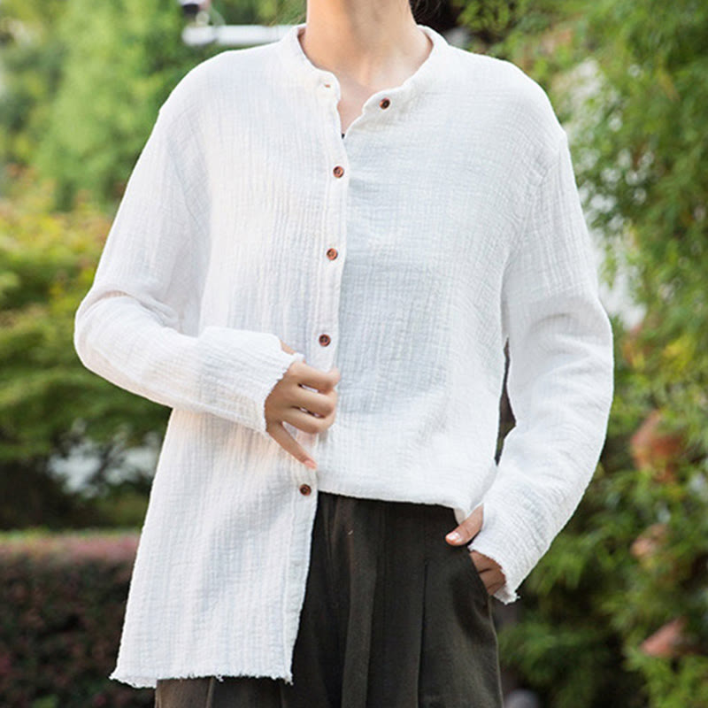 Buddha Stones Letterario Artistico Doppio Strato Sabbia Lavata Cotone Lino Abbigliamento - image 18