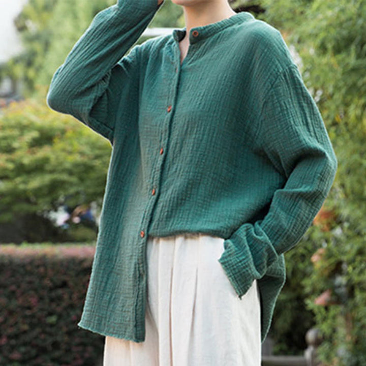 Buddha Stones Letterario Artistico Doppio Strato Sabbia Lavata Cotone Lino Abbigliamento - image 28