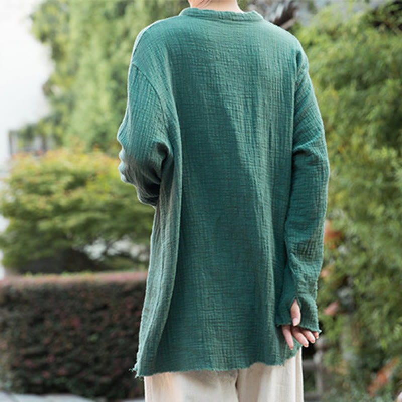 Buddha Stones Letterario Artistico Doppio Strato Sabbia Lavata Cotone Lino Abbigliamento - image 35