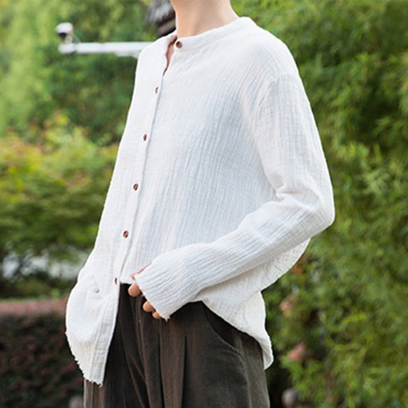 Buddha Stones Letterario Artistico Doppio Strato Sabbia Lavata Cotone Lino Abbigliamento - image 23