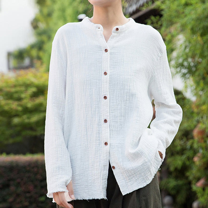 Buddha Stones Letterario Artistico Doppio Strato Sabbia Lavata Cotone Lino Abbigliamento - image 17