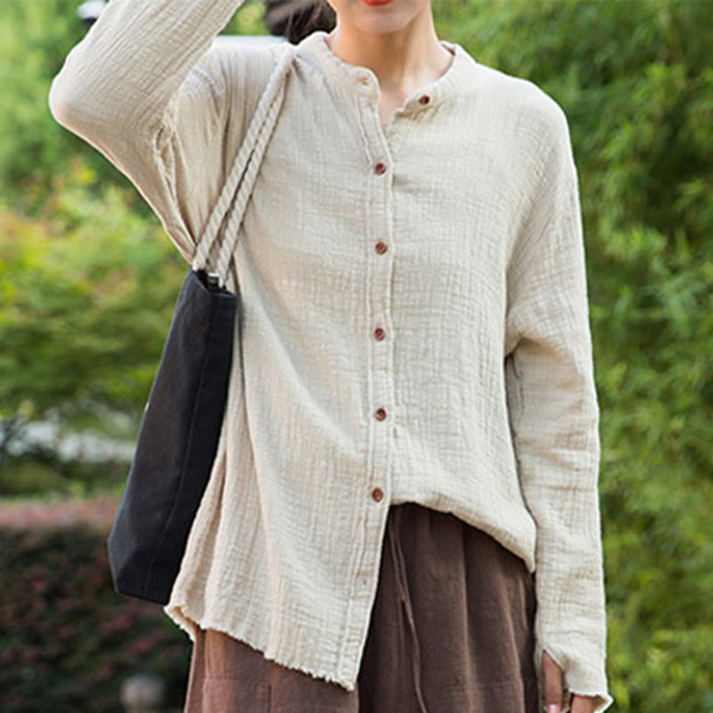 Buddha Stones Letterario Artistico Doppio Strato Sabbia Lavata Cotone Lino Abbigliamento - image 7