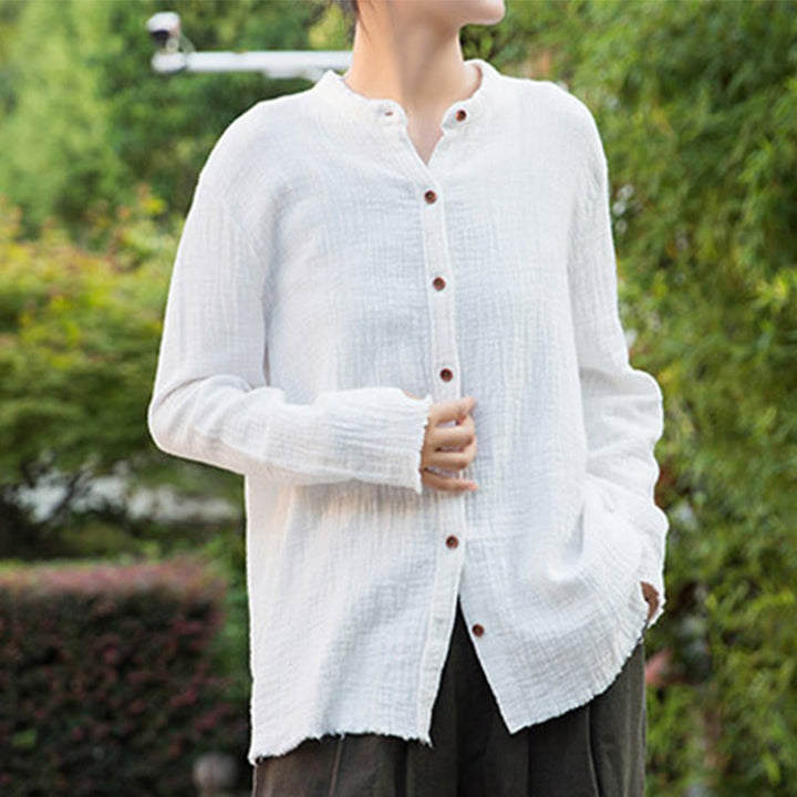 Buddha Stones Letterario Artistico Doppio Strato Sabbia Lavata Cotone Lino Abbigliamento - image 15