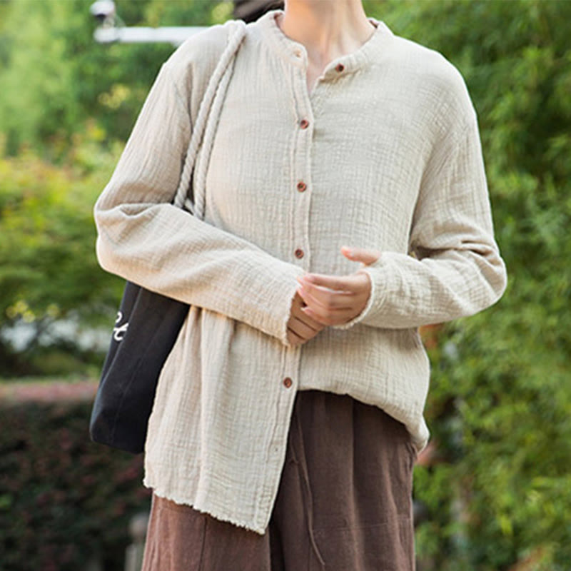 Buddha Stones Letterario Artistico Doppio Strato Sabbia Lavata Cotone Lino Abbigliamento - image 8