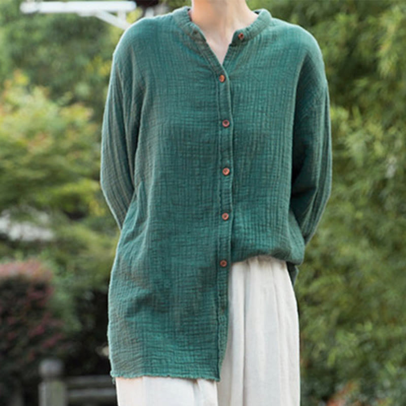 Buddha Stones Letterario Artistico Doppio Strato Sabbia Lavata Cotone Lino Abbigliamento - image 32