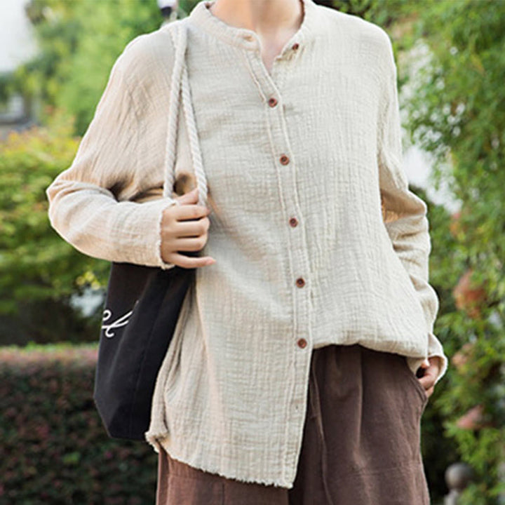 Buddha Stones Letterario Artistico Doppio Strato Sabbia Lavata Cotone Lino Abbigliamento - image 3