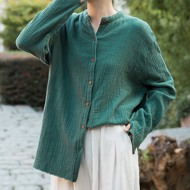 Buddha Stones Letterario Artistico Doppio Strato Sabbia Lavata Cotone Lino Abbigliamento - image 29