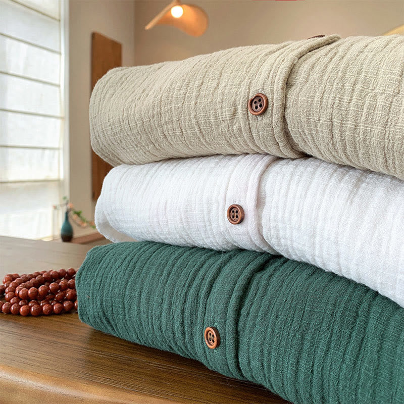 Buddha Stones Letterario Artistico Doppio Strato Sabbia Lavata Cotone Lino Abbigliamento - image 38