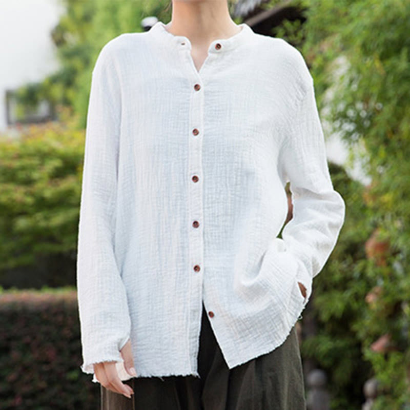 Buddha Stones Letterario Artistico Doppio Strato Sabbia Lavata Cotone Lino Abbigliamento - image 21