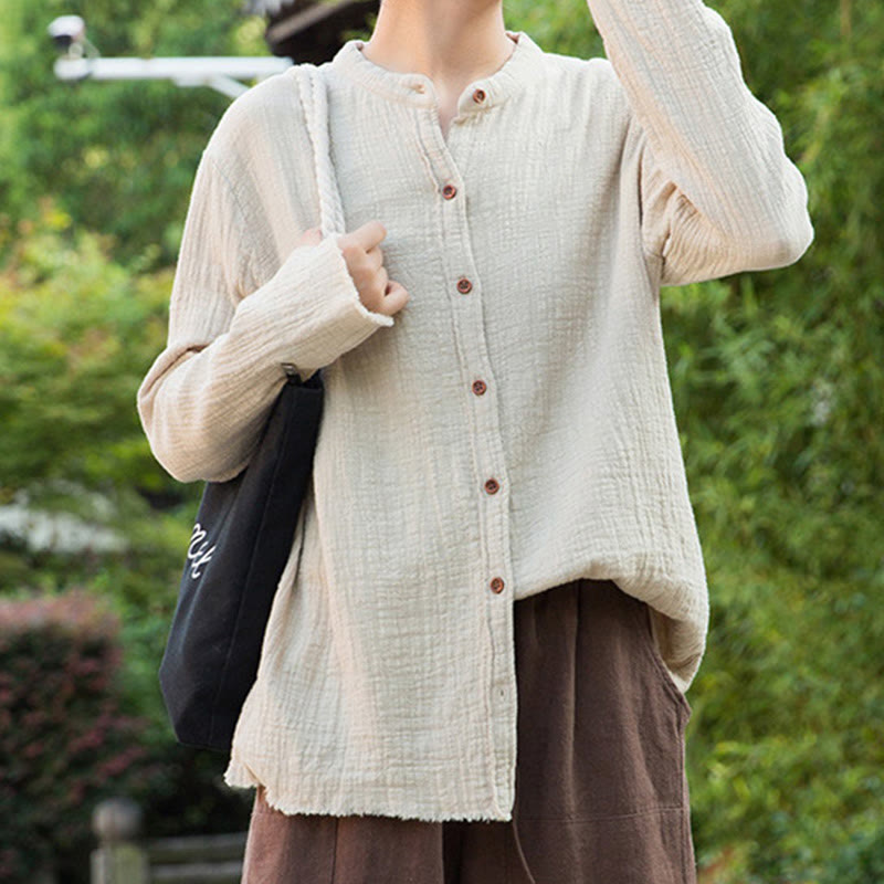 Buddha Stones Letterario Artistico Doppio Strato Sabbia Lavata Cotone Lino Abbigliamento - image 2