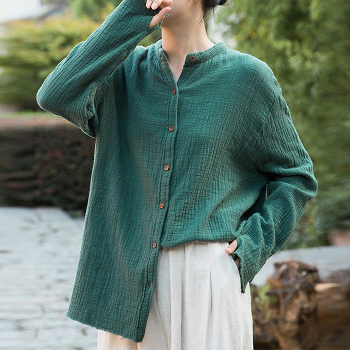 Buddha Stones Letterario Artistico Doppio Strato Sabbia Lavata Cotone Lino Abbigliamento - image 27