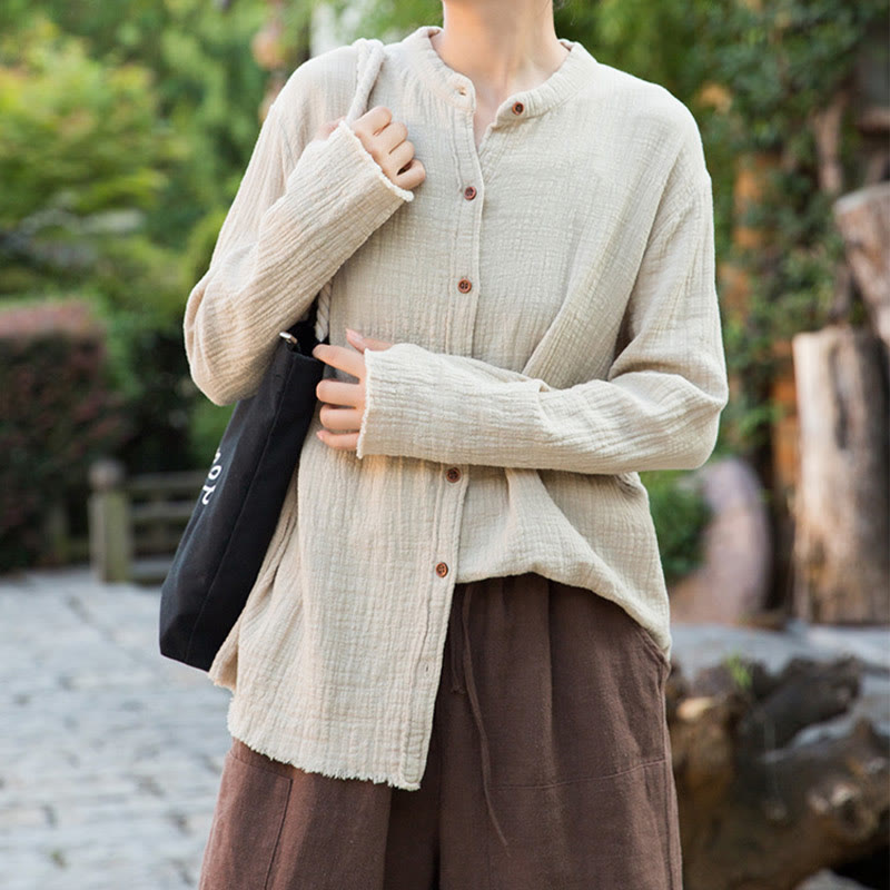 Buddha Stones Letterario Artistico Doppio Strato Sabbia Lavata Cotone Lino Abbigliamento - image 1