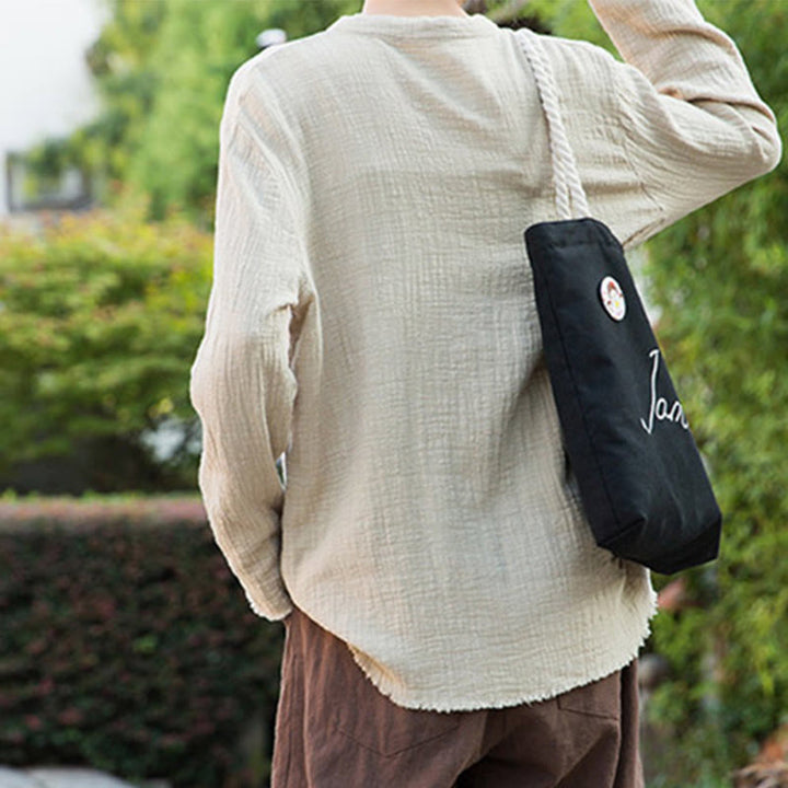 Buddha Stones Letterario Artistico Doppio Strato Sabbia Lavata Cotone Lino Abbigliamento - image 10