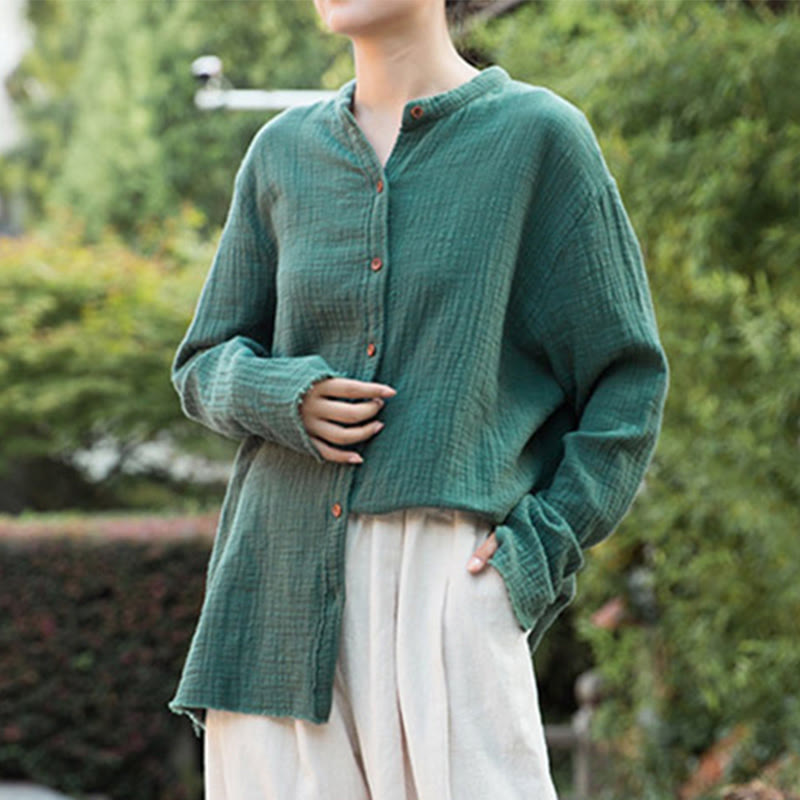 Buddha Stones Letterario Artistico Doppio Strato Sabbia Lavata Cotone Lino Abbigliamento - image 30