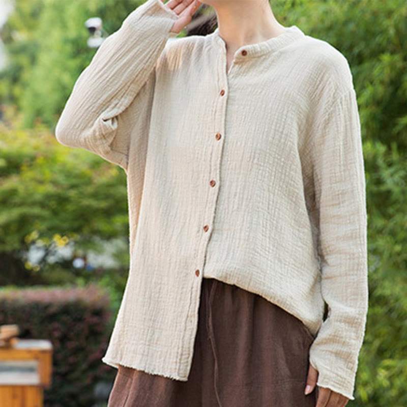 Buddha Stones Letterario Artistico Doppio Strato Sabbia Lavata Cotone Lino Abbigliamento - image 5