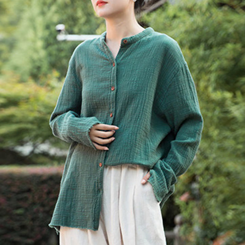 Buddha Stones Letterario Artistico Doppio Strato Sabbia Lavata Cotone Lino Abbigliamento - image 33