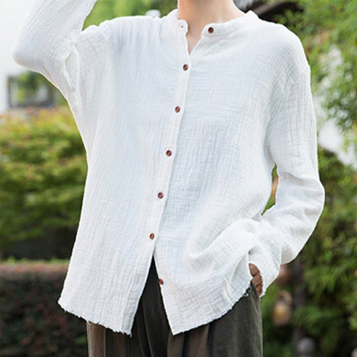 Buddha Stones Letterario Artistico Doppio Strato Sabbia Lavata Cotone Lino Abbigliamento - image 16