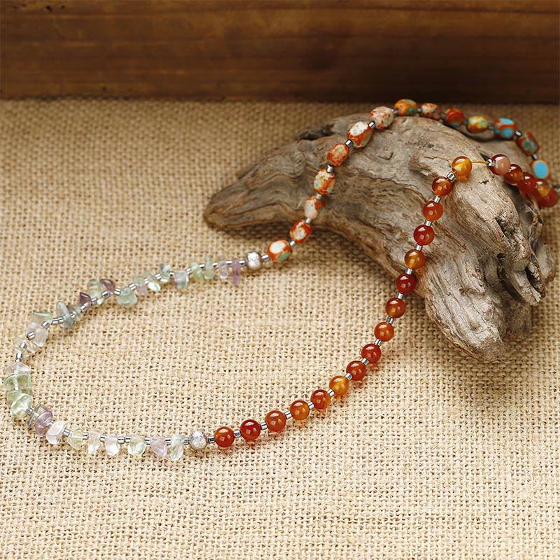Braccialetto triplo avvolgente Buddha Stones Fluorite Agata rossa Pietra dell'imperatore