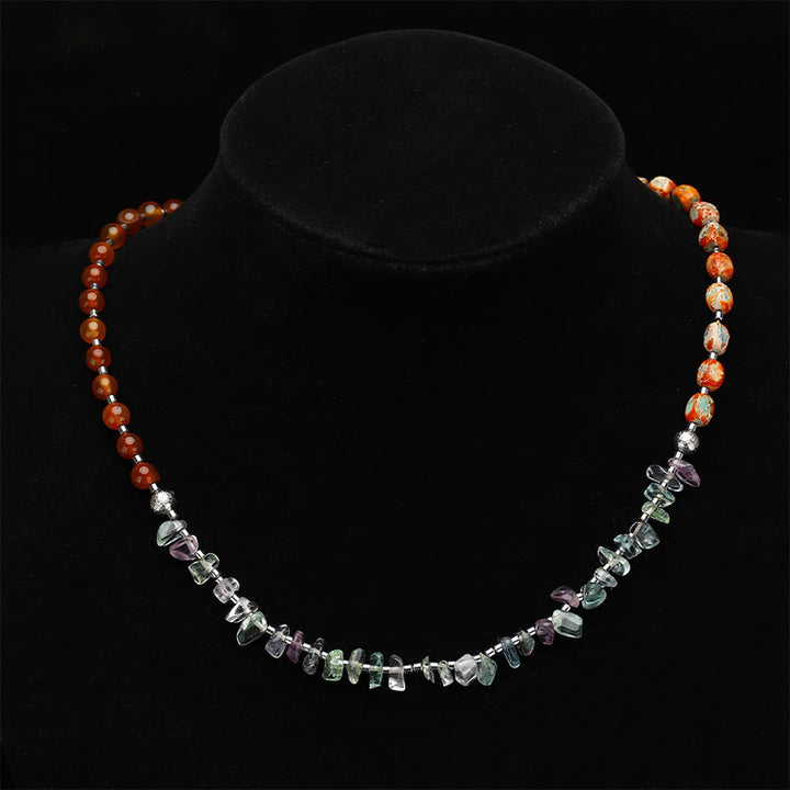 Braccialetto triplo avvolgente Buddha Stones Fluorite Agata rossa Pietra dell'imperatore