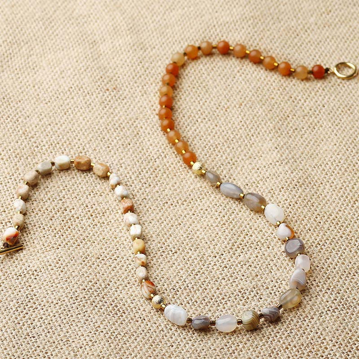 Buddha Stones Agata del Botswana Agata rossa Pietra dell'imperatore Bracciale triplo giro Creatività