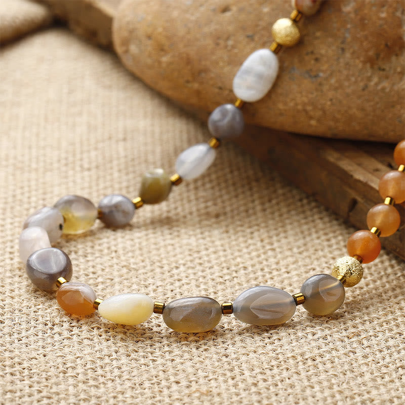 Buddha Stones Agata del Botswana Agata rossa Pietra dell'imperatore Bracciale triplo giro Creatività