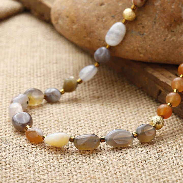 Buddha Stones Agata del Botswana Agata rossa Pietra dell'imperatore Bracciale triplo giro Creatività