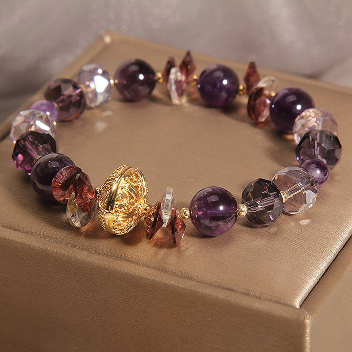 Buddha Stones Ametista Cristallo rosso Cristallo bianco Zucca Pace interiore e braccialetto di guarigione