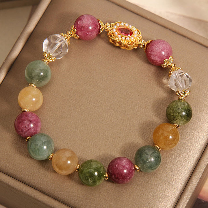 Braccialetto della saggezza Buddha Stones Tormalina Perla Cristallo rosa Cristallo bianco