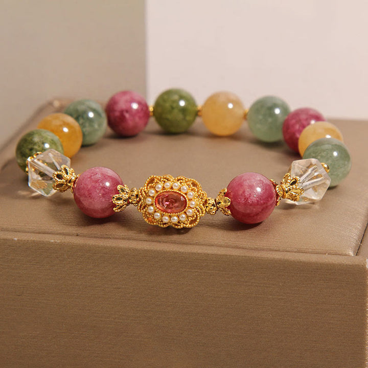 Braccialetto della saggezza Buddha Stones Tormalina Perla Cristallo rosa Cristallo bianco