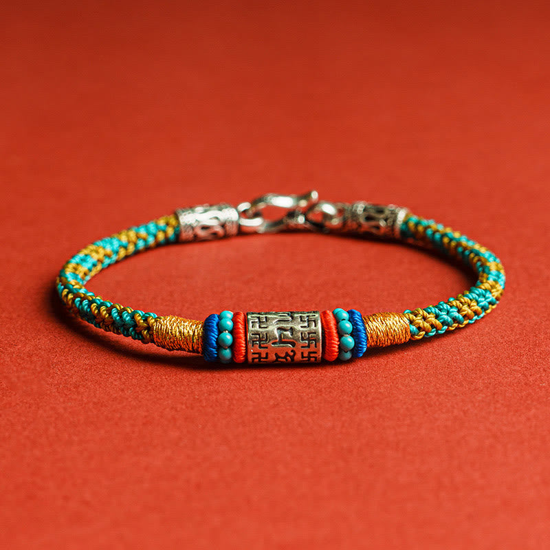 Braccialetto Buddha Stones Colorful String Six True Words 925 Silver Focus - Argento Sterling 925 - 19 centimetri - image 0