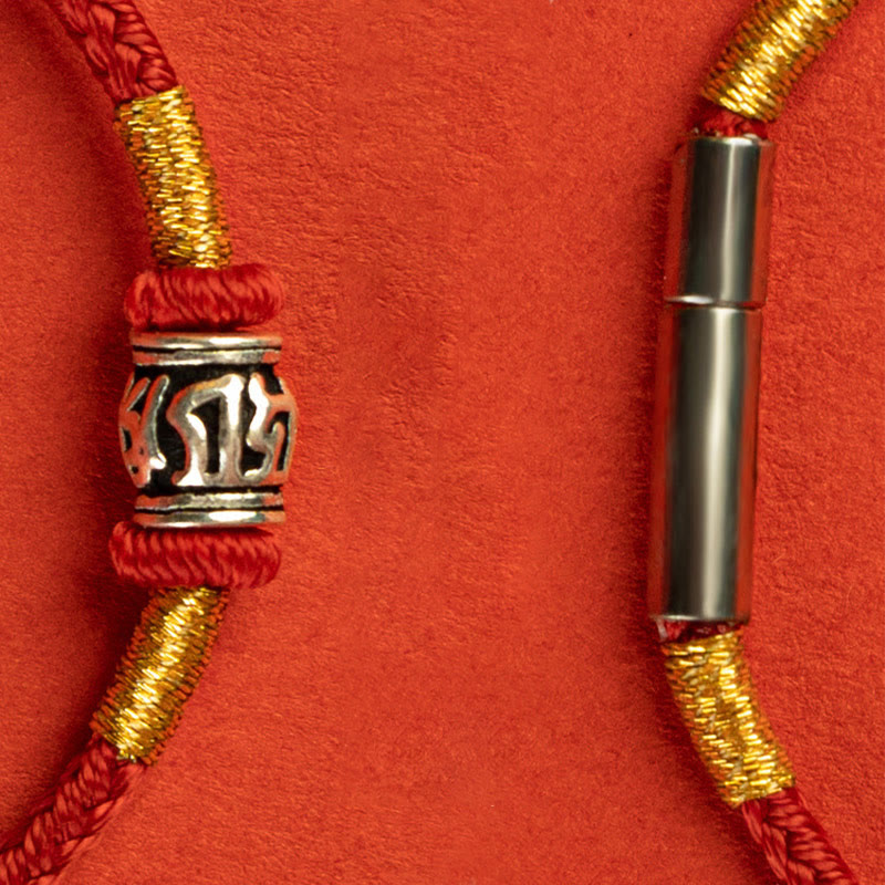 Buddha Stones Stringa rossa Stringa nera Sei parole vere Braccialetto della pace in argento sterling 925