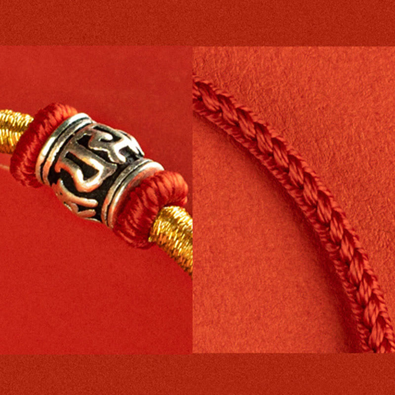 Buddha Stones Stringa rossa Stringa nera Sei parole vere Braccialetto della pace in argento sterling 925