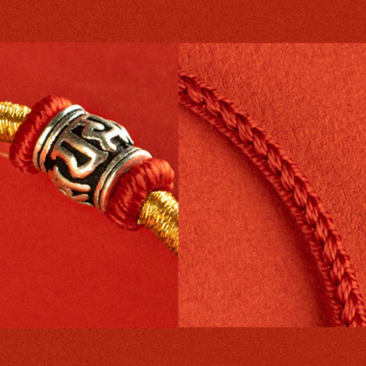 Buddha Stones Stringa rossa Stringa nera Sei parole vere Braccialetto della pace in argento sterling 925
