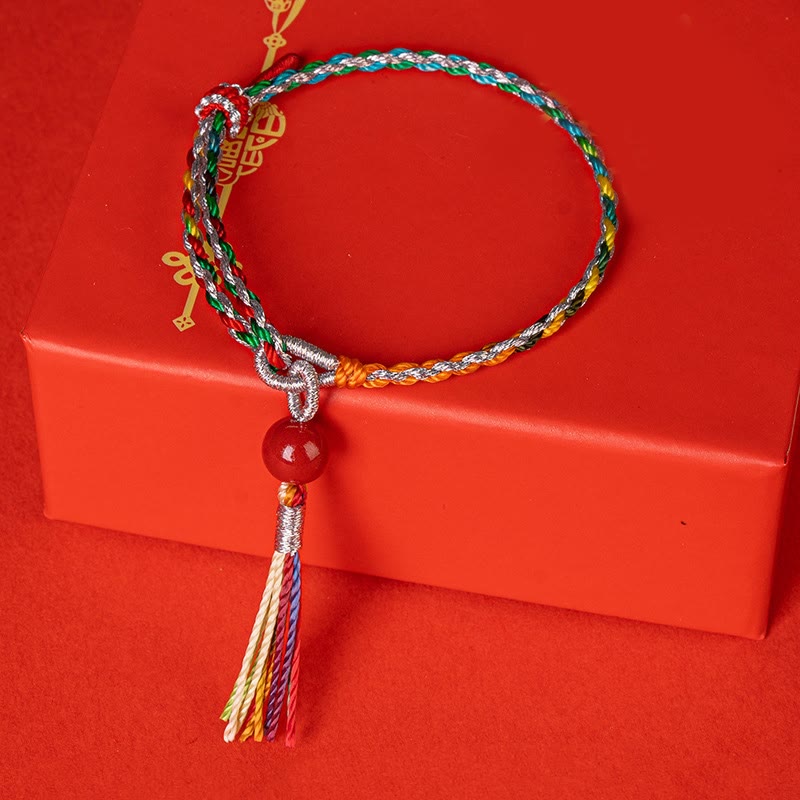 Braccialetto di concentrazione in cinabro con corda colorata Buddha Stones