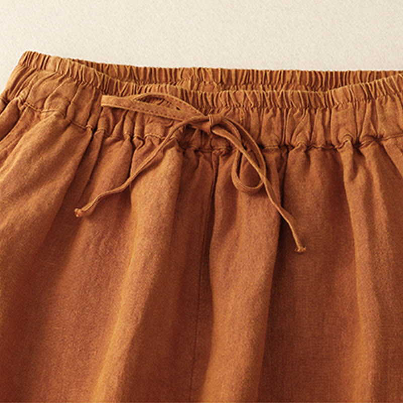 Pantaloni harem con coulisse e elastico in vita in lino con tasche, estate da donna , Buddha Stones - image 26