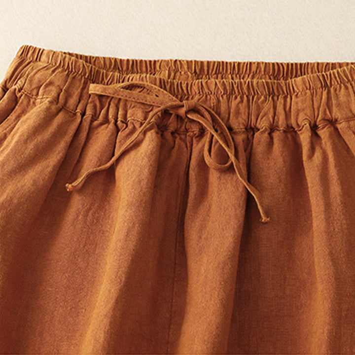 Pantaloni harem con coulisse e elastico in vita in lino con tasche, estate da donna , Buddha Stones - image 26