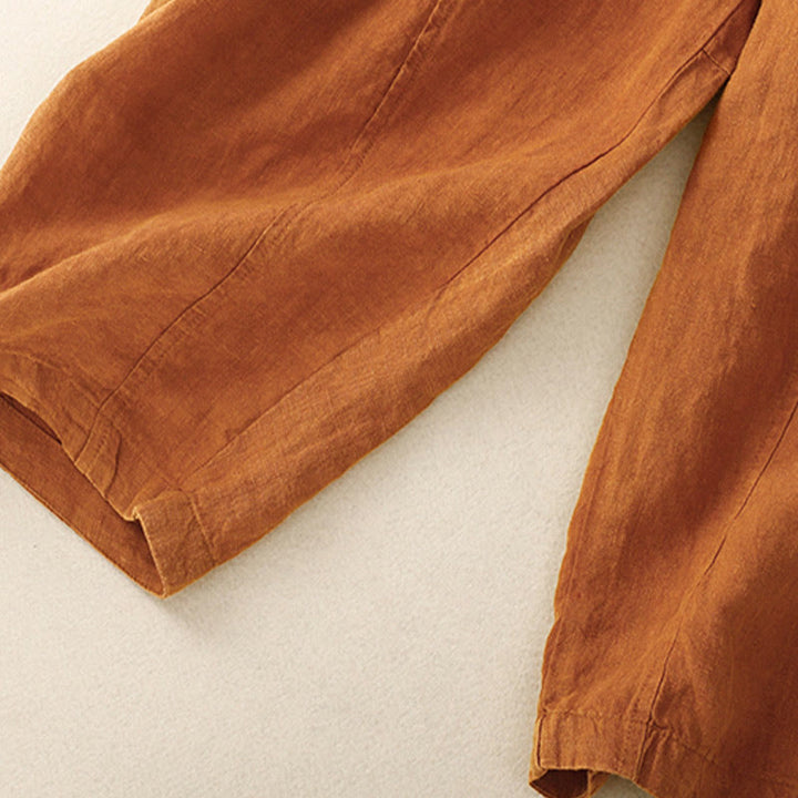 Pantaloni harem con coulisse e elastico in vita in lino con tasche, estate da donna , Buddha Stones - image 32