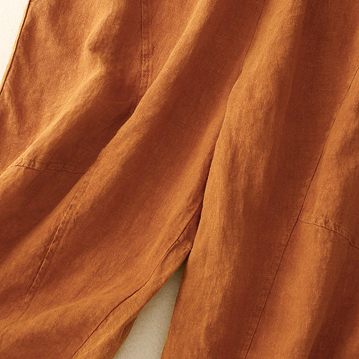 Pantaloni harem con coulisse e elastico in vita in lino con tasche, estate da donna , Buddha Stones - image 29