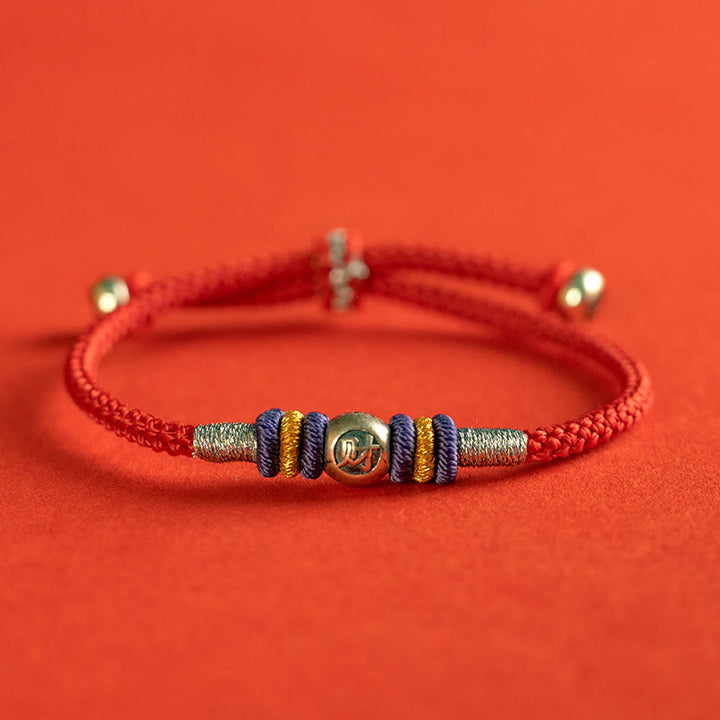 Braccialetto di protezione con caratteri cinesi in corda rossa Buddha Stones